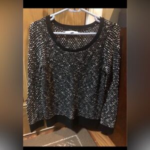 Loft Black and White Marled Crewneck Sweater - Women's size s